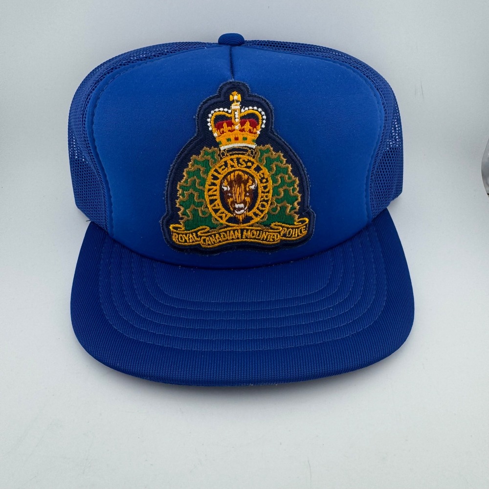 AJM Royal Canadian Mounted Police Hat OSFA‎ Blue Vintage RCMP Trucker Cap